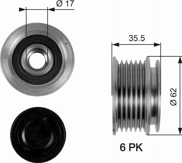 GATES OAP7044 - Puleggia cinghia, Alternatore www.autoricambi360.it
