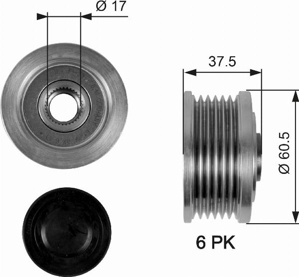 GATES OAP7048 - Puleggia cinghia, Alternatore www.autoricambi360.it