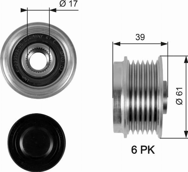 GATES OAP7042 - Puleggia cinghia, Alternatore www.autoricambi360.it