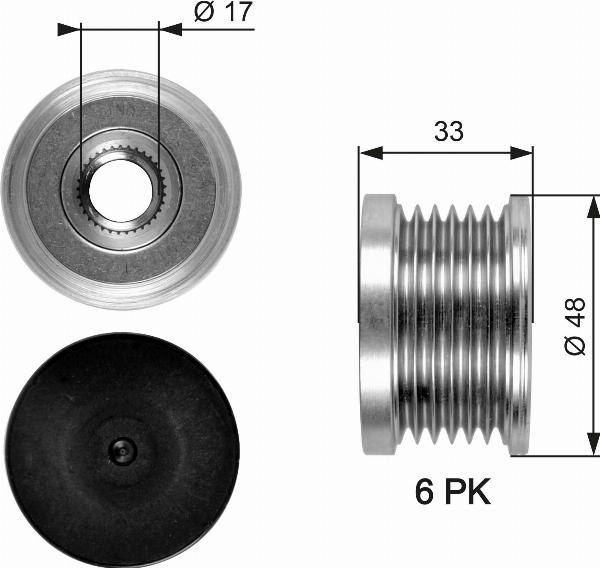 GATES OAP7054 - Puleggia cinghia, Alternatore www.autoricambi360.it
