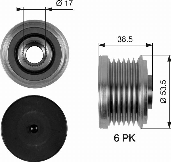 GATES OAP7055 - Puleggia cinghia, Alternatore www.autoricambi360.it