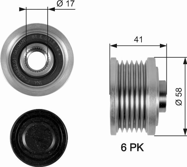 GATES OAP7052 - Puleggia cinghia, Alternatore www.autoricambi360.it