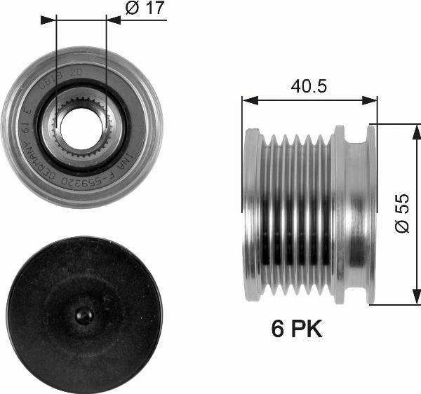 GATES OAP7057 - Puleggia cinghia, Alternatore www.autoricambi360.it