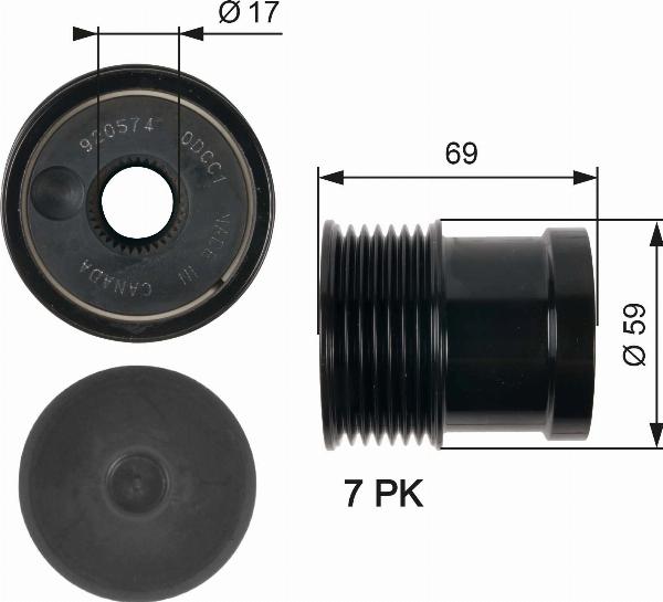 GATES OAP7069 - Puleggia cinghia, Alternatore www.autoricambi360.it