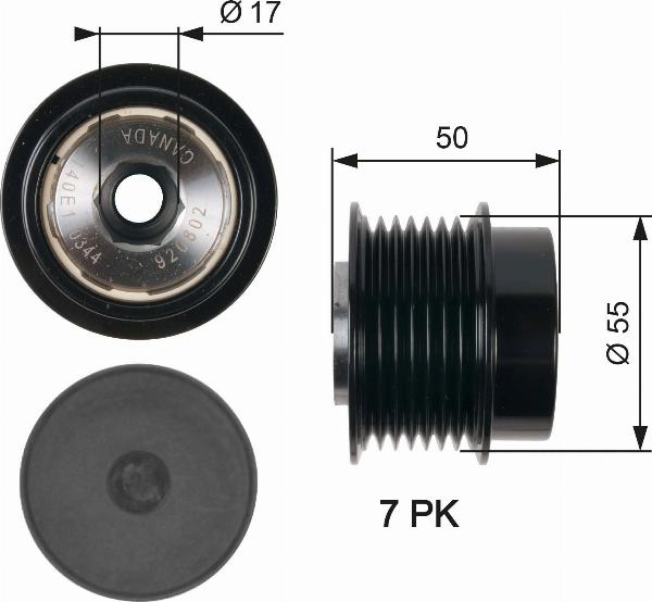 GATES OAP7017 - Puleggia cinghia, Alternatore www.autoricambi360.it