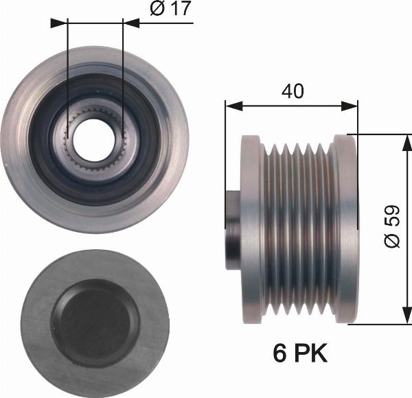 GATES OAP7144 - Puleggia cinghia, Alternatore www.autoricambi360.it
