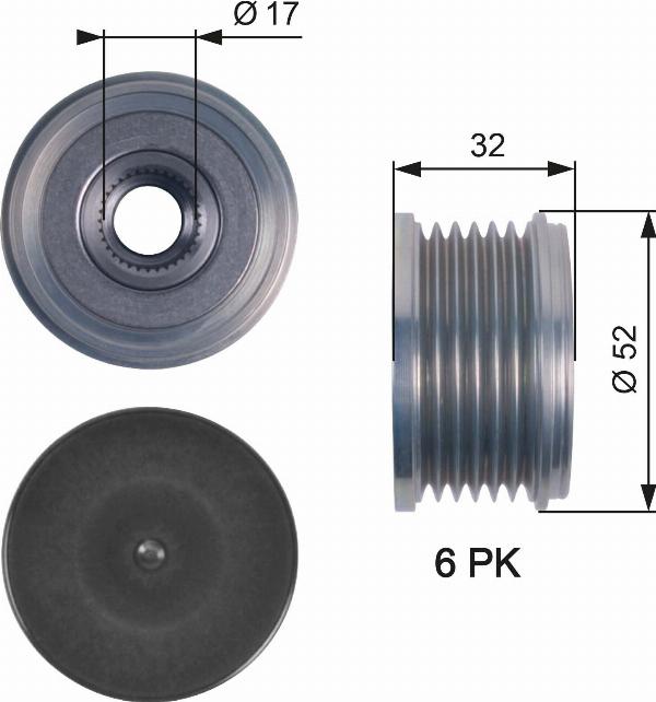 GATES OAP7140 - Puleggia cinghia, Alternatore www.autoricambi360.it