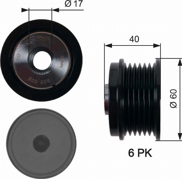 GATES OAP7154 - Puleggia cinghia, Alternatore www.autoricambi360.it