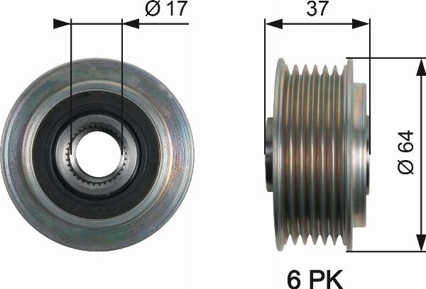 GATES OAP7160 - Puleggia cinghia, Alternatore www.autoricambi360.it