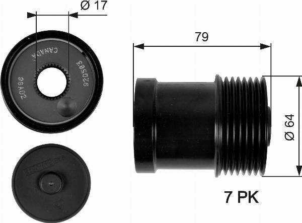 GATES OAP7104 - Puleggia cinghia, Alternatore www.autoricambi360.it