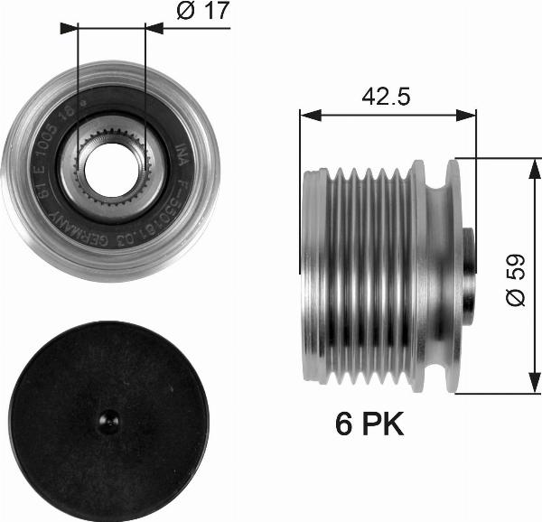 GATES OAP7106 - Puleggia cinghia, Alternatore www.autoricambi360.it