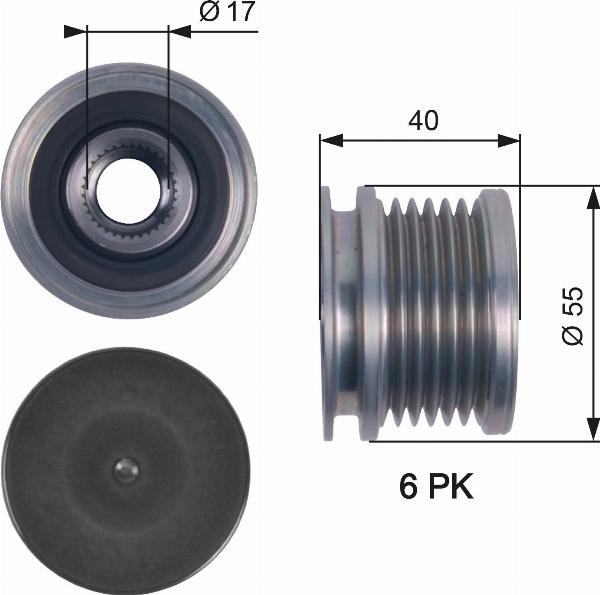 GATES OAP7114 - Puleggia cinghia, Alternatore www.autoricambi360.it