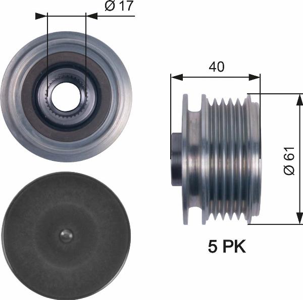 GATES OAP7117 - Puleggia cinghia, Alternatore www.autoricambi360.it