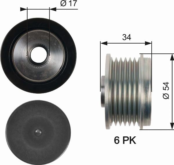 Gates OAP7135 - Puleggia cinghia, Alternatore www.autoricambi360.it