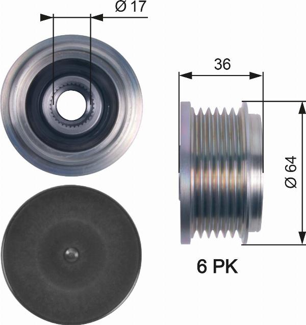 GATES OAP7131 - Puleggia cinghia, Alternatore www.autoricambi360.it