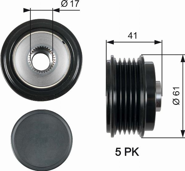GATES OAP7173 - Puleggia cinghia, Alternatore www.autoricambi360.it
