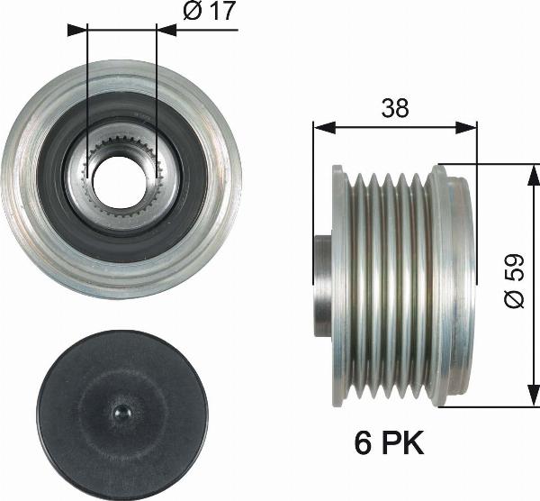 GATES OAP7177 - Puleggia cinghia, Alternatore www.autoricambi360.it