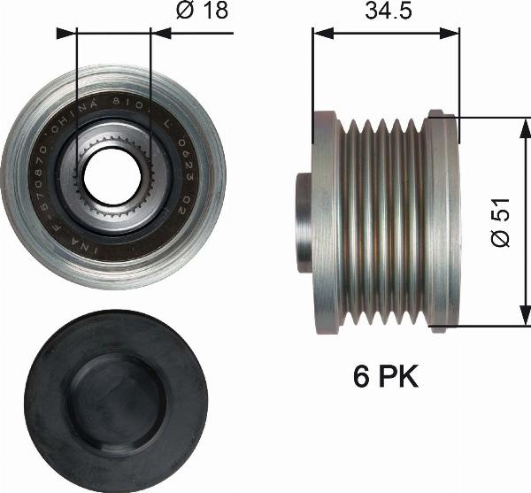 GATES OAP7218 - Puleggia cinghia, Alternatore www.autoricambi360.it