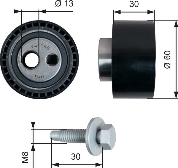 GATES T41140 - Rullo tenditore, Cinghia dentata www.autoricambi360.it