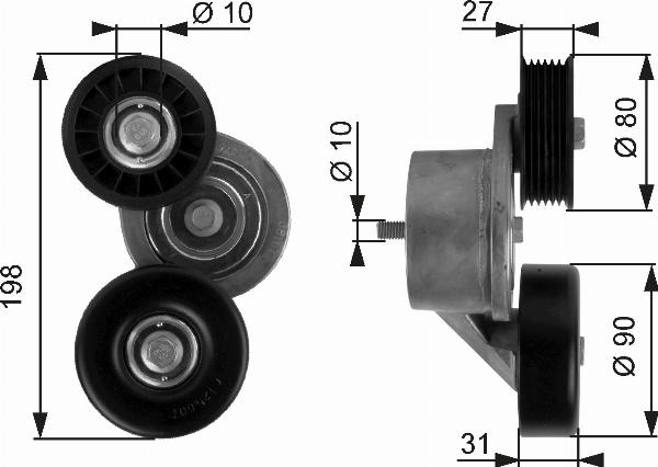 GATES T38167 - Tendicinghia, Cinghia Poly-V www.autoricambi360.it