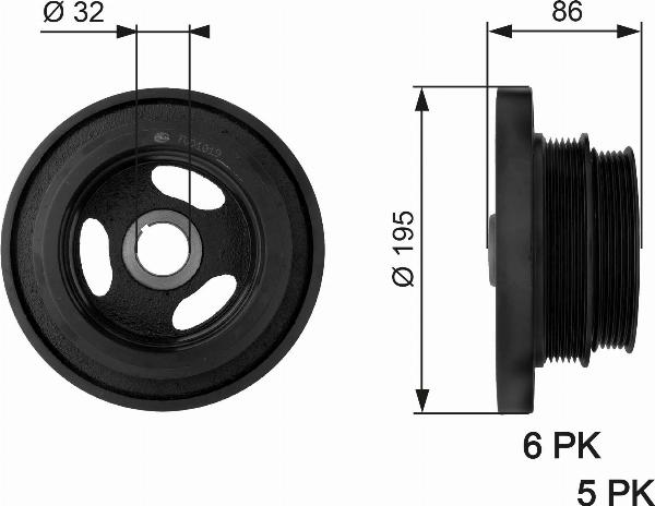 GATES TVD1019 - Puleggia cinghia, Albero a gomiti www.autoricambi360.it