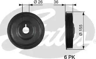 GATES TVD1126 - Puleggia cinghia, Albero a gomiti www.autoricambi360.it