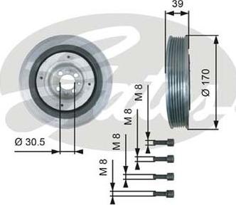 GATES TVD1013 - Puleggia cinghia, Albero a gomiti www.autoricambi360.it