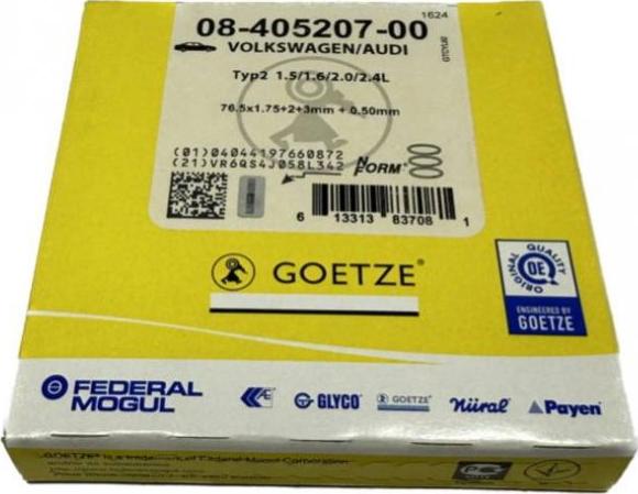 Goetze 08-405207-00 - Kit fasce elastiche www.autoricambi360.it