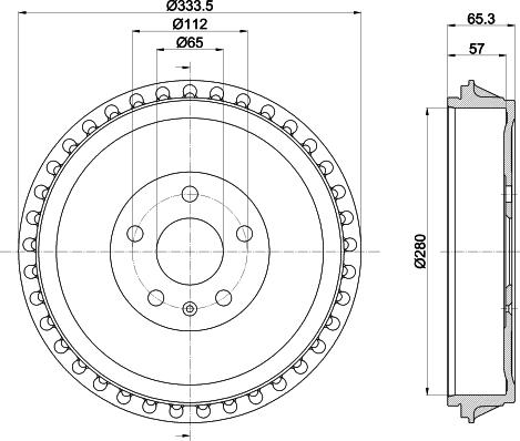 HELLA 8DT 355 303-491 - Tamburo freno www.autoricambi360.it