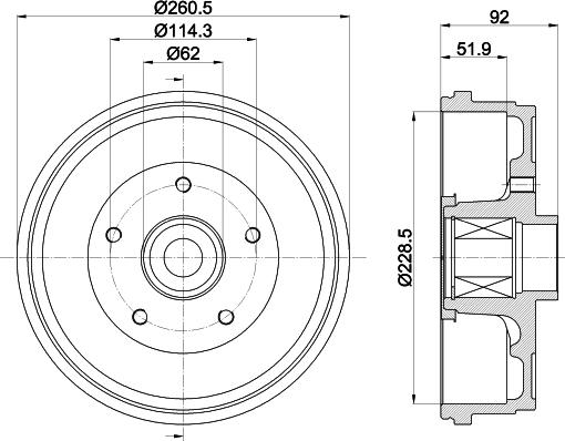 HELLA 8DT 355 303-401 - Tamburo freno www.autoricambi360.it