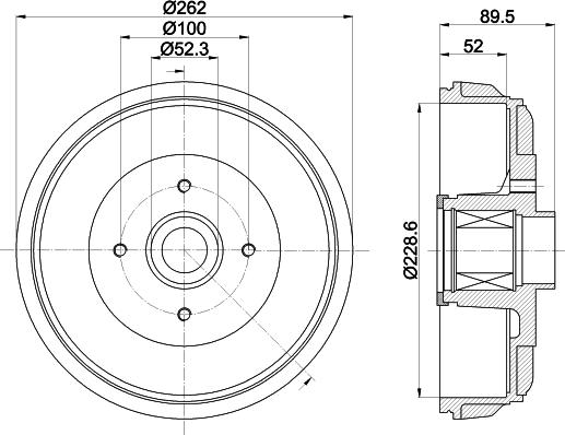 HELLA 8DT 355 303-411 - Tamburo freno www.autoricambi360.it