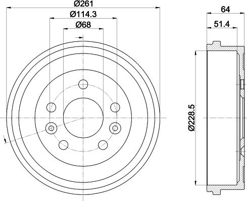 HELLA 8DT 355 303-151 - Tamburo freno www.autoricambi360.it
