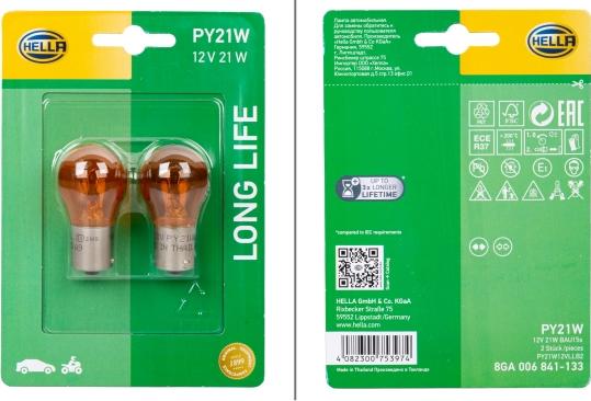 HELLA 8GA006841-133 - Lampadina, Indicatore direzione www.autoricambi360.it
