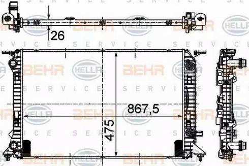 HELLA 8MK 376 745-634 - Radiatore, Raffreddamento motore www.autoricambi360.it