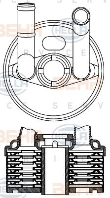 HELLA 8MO 376 797-001 - Radiatore olio, Cambio automatico www.autoricambi360.it