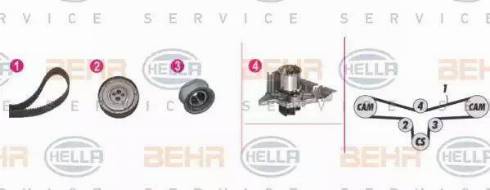 HELLA 8MP 376 810-811 - Pompa acqua + Kit cinghie dentate www.autoricambi360.it