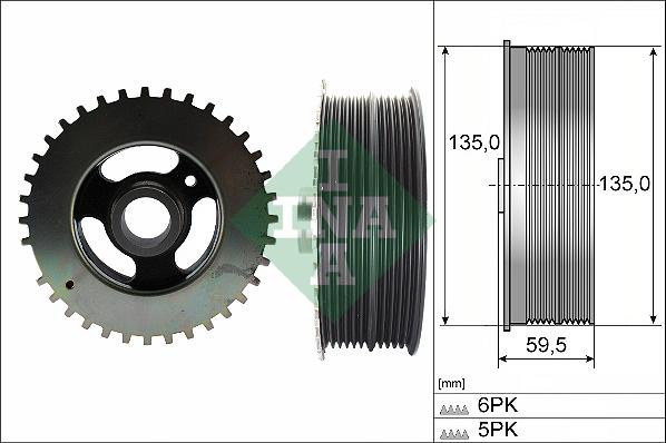 INA 544 0152 10 - Puleggia cinghia, Albero a gomiti www.autoricambi360.it