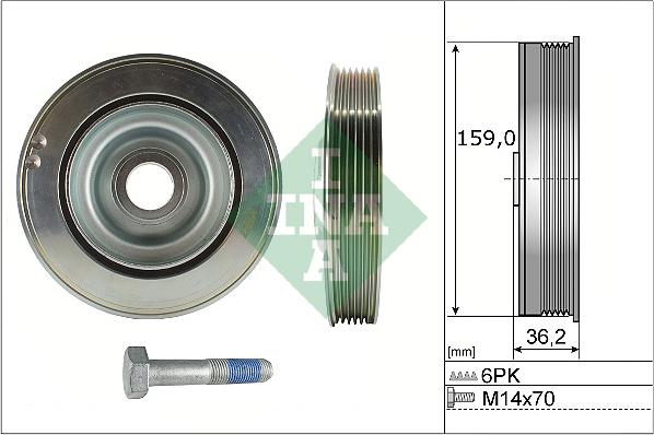 INA 544 0173 20 - Puleggia cinghia, Albero a gomiti www.autoricambi360.it