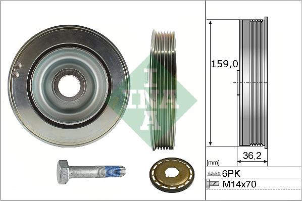INA 544 0173 21 - Puleggia cinghia, Albero a gomiti www.autoricambi360.it