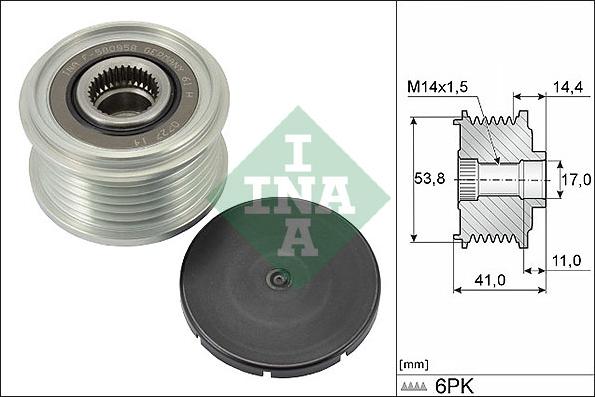 INA 535 0304 10 - Puleggia cinghia, Alternatore www.autoricambi360.it