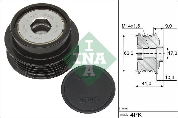 INA 535 0338 10 - Puleggia cinghia, Alternatore www.autoricambi360.it
