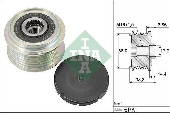 INA 535 0296 10 - Puleggia cinghia, Alternatore www.autoricambi360.it