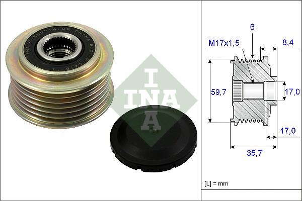 INA 535 0225 10 - Puleggia cinghia, Alternatore www.autoricambi360.it