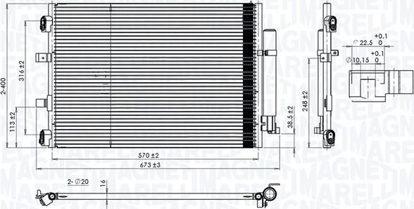 Magneti Marelli 350203106500 - Condensatore, Climatizzatore www.autoricambi360.it