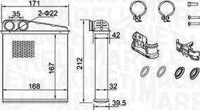 Magneti Marelli 350218440000 - Scambiatore calore, Riscaldamento abitacolo www.autoricambi360.it