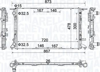 Magneti Marelli 350213152100 - Radiatore, Raffreddamento motore www.autoricambi360.it