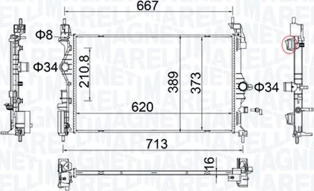 Magneti Marelli 350213206900 - Radiatore, Raffreddamento motore www.autoricambi360.it