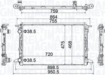 Magneti Marelli 350213208900 - Radiatore, Raffreddamento motore www.autoricambi360.it