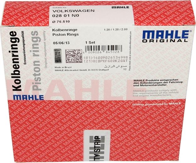 MAHLE 028 01 N0 - Kit fasce elastiche www.autoricambi360.it
