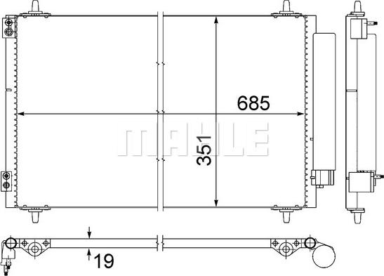 MAHLE AC 593 000S - Condensatore, Climatizzatore www.autoricambi360.it